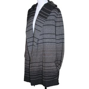VINCE Gray striped hooded open front cardigan sweater Alapca Wool Cashmere Small